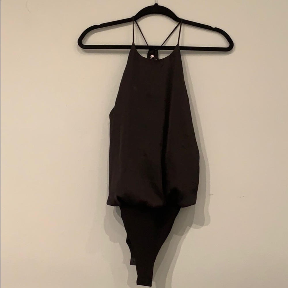 Zara black satin bodysuit